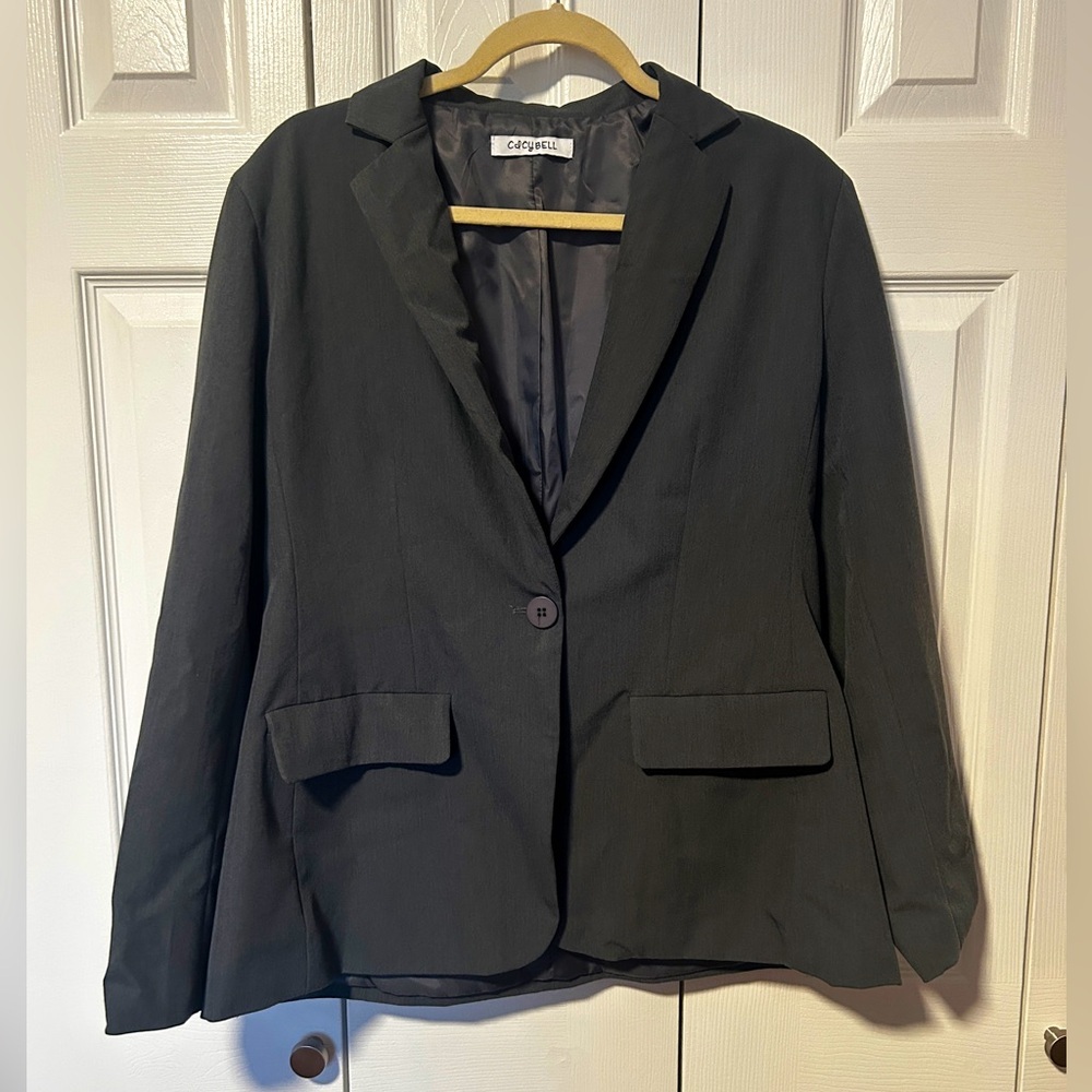 CICY BELL Dark Gray Blazer - Size XL